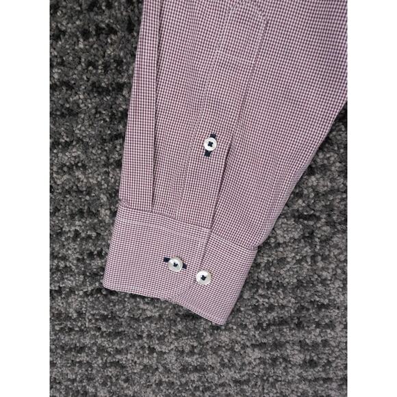 UNTUCKit Shirt Mens Large Maroon White Gingham Plaid Wrinkle Free Casual Preppy - Picture 9 of 10